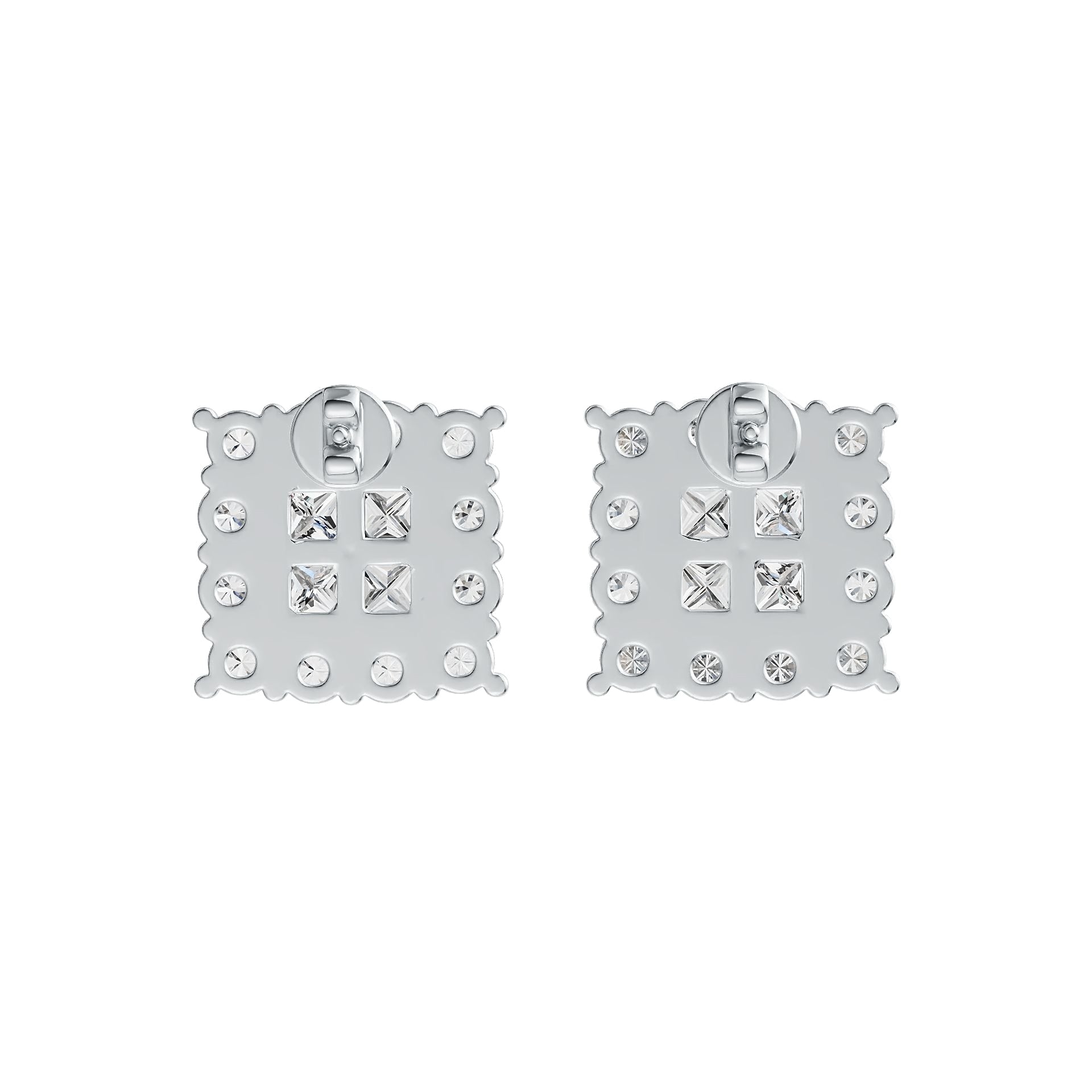 18K Gold Semi Mount Earrings Setting Princess SQ 3X3mm Diamond Accent DHJ