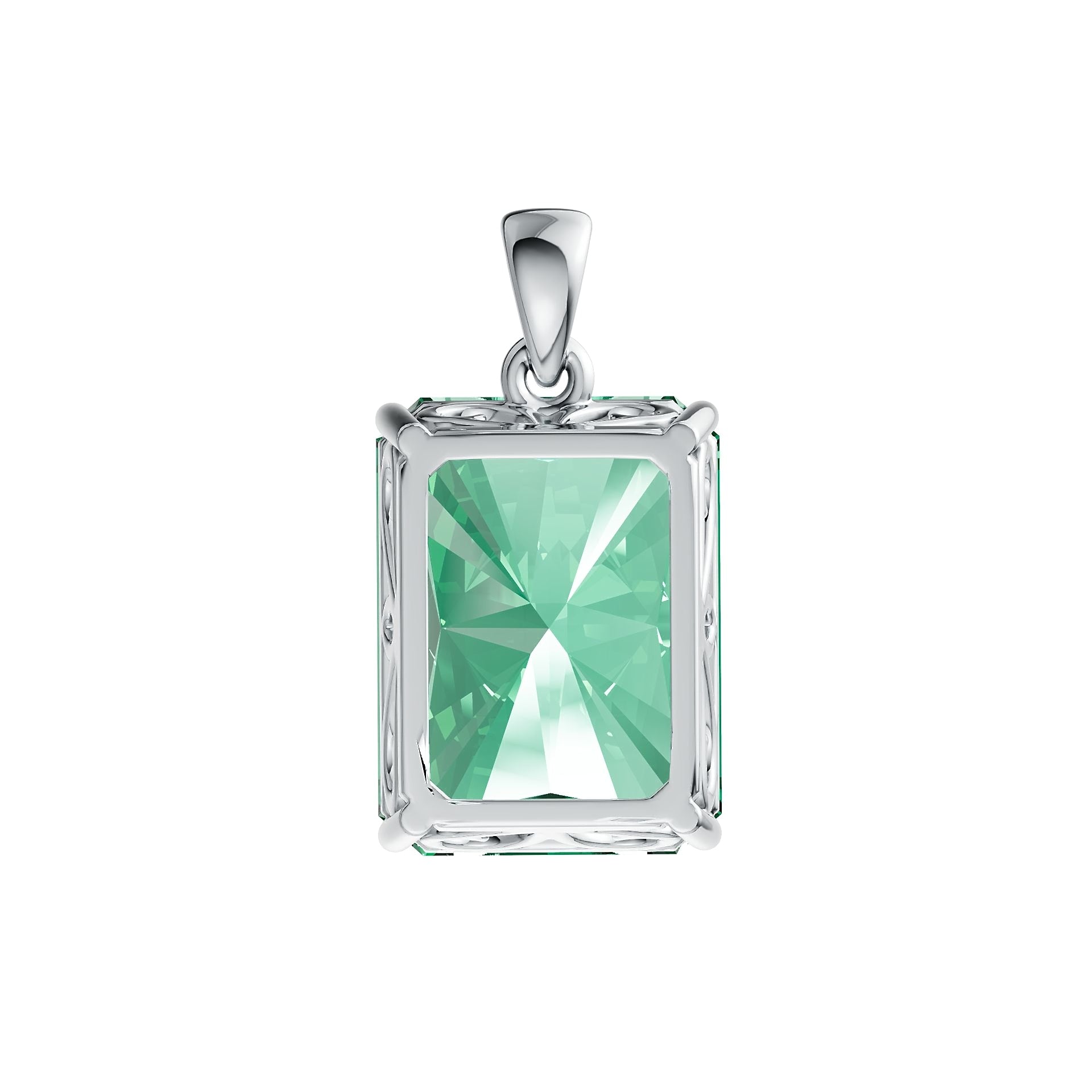 Sterling Silver Semi Mount Pendant Setting Emerald OCT 16X12mm DHJ