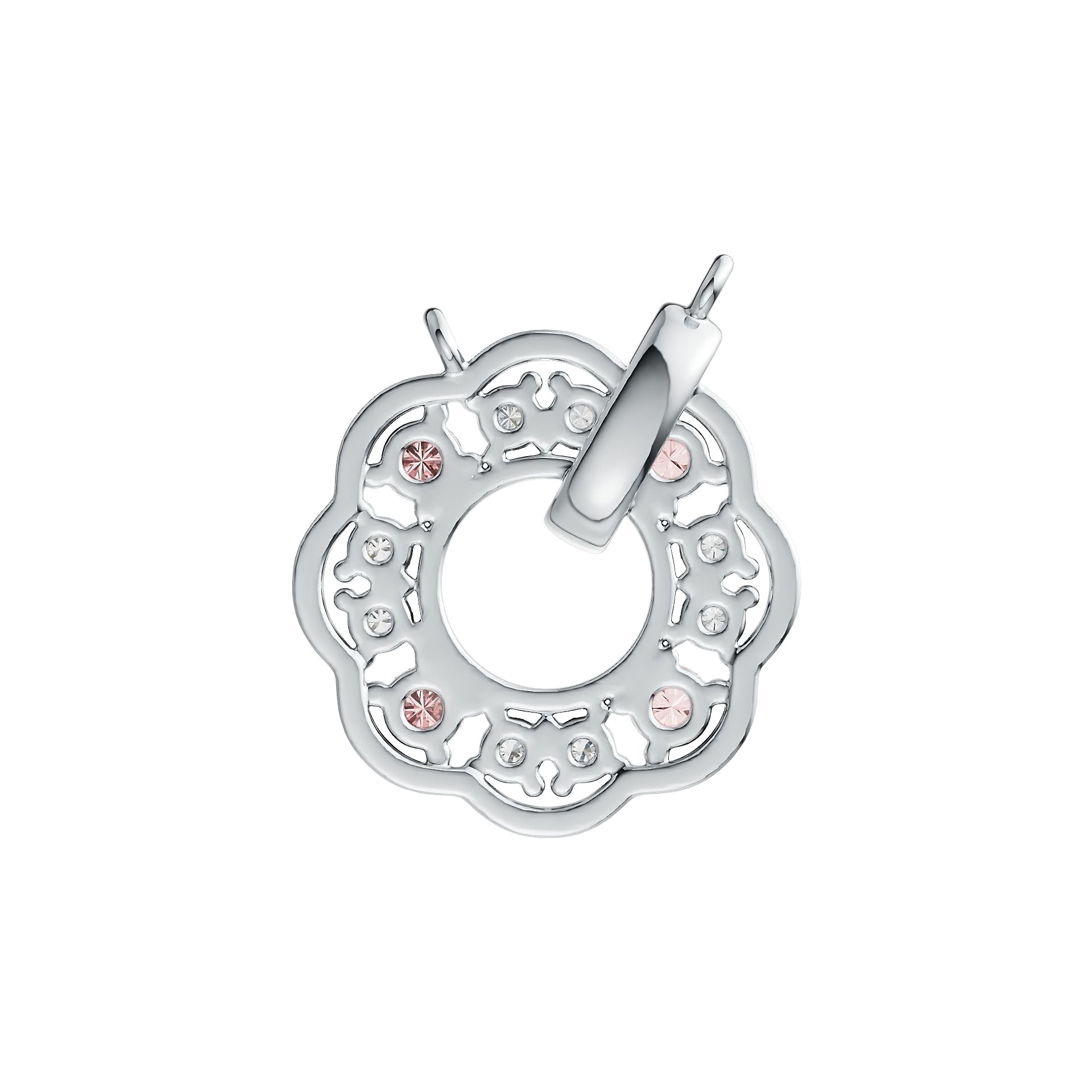 Sterling SilverPendant Setting with White Topaz or Moissanite Flower Theme Syzjewelry