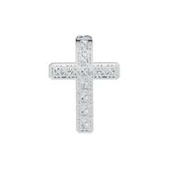 18K Gold Semi Mount Pendant Setting Emerald OCT 4X4mm Cross Theme Diamond Accent DHJ