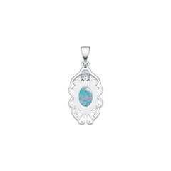 Platinum Semi Mount Pendant Setting Oval OV 9x7mm Cabochon Syzjewelry