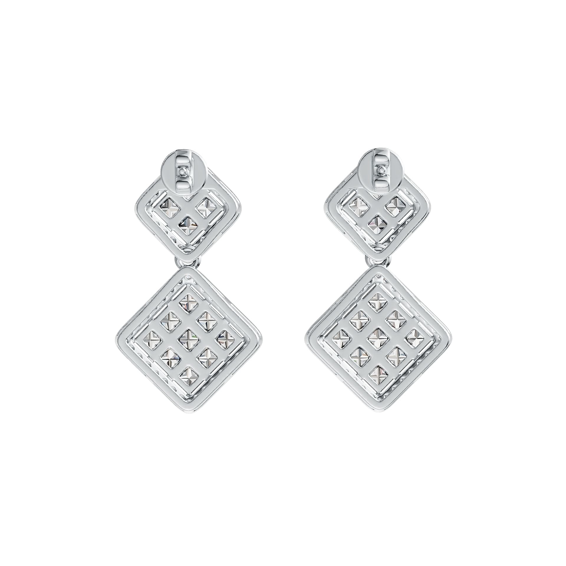 Sterling Silver Semi Mount Earrings Setting Princess SQ 2.5X2.5mm DHJ