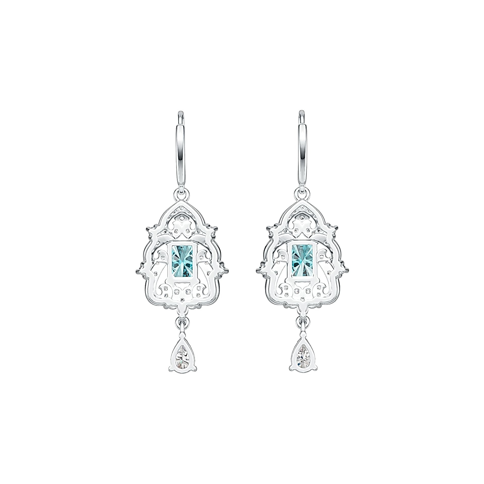 Platinum Semi Mount Earrings Setting Emerald OCT 7X5mm PE 6X4mm Diamond Accent DHJ