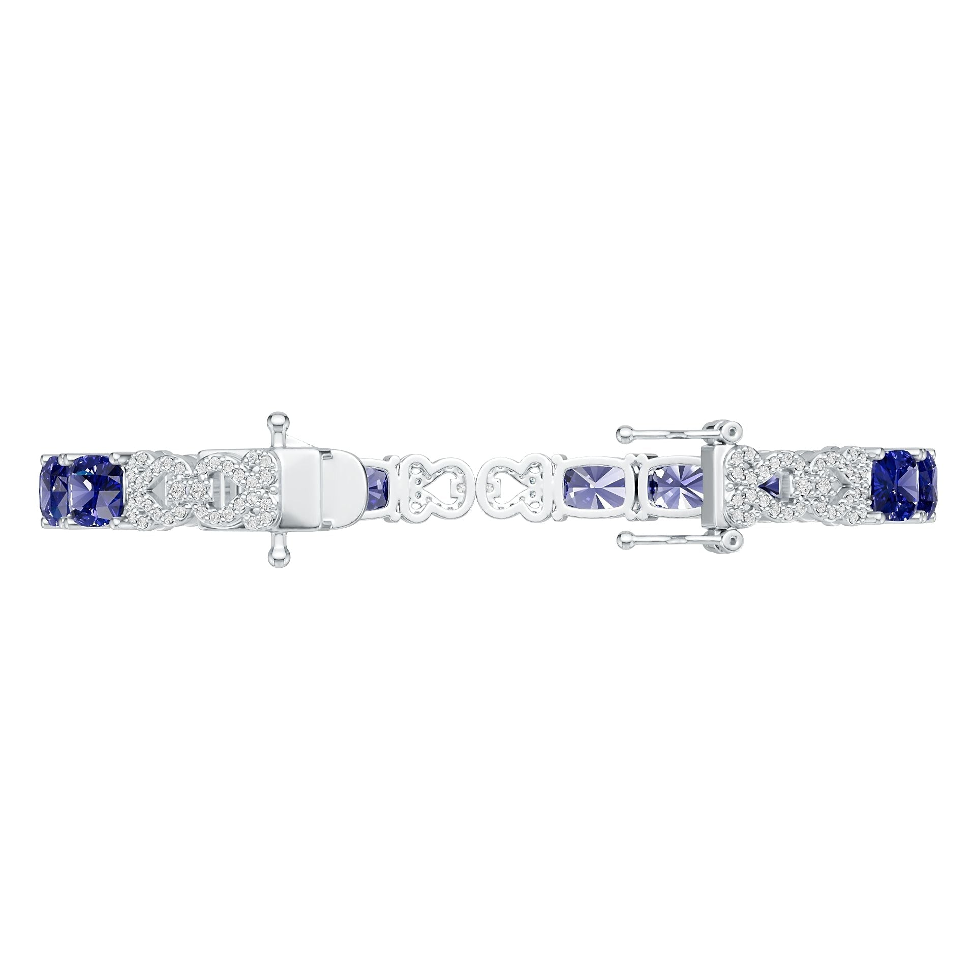 Platinum Semi Mount Bracelet Setting Cushion CU 8x6mm Diamond Accent DHJ
