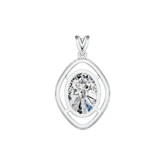 18K Gold Semi Mount Pendant Setting Oval OV 16x12mm PE 6x4mm Diamond Accent Syzjewelry