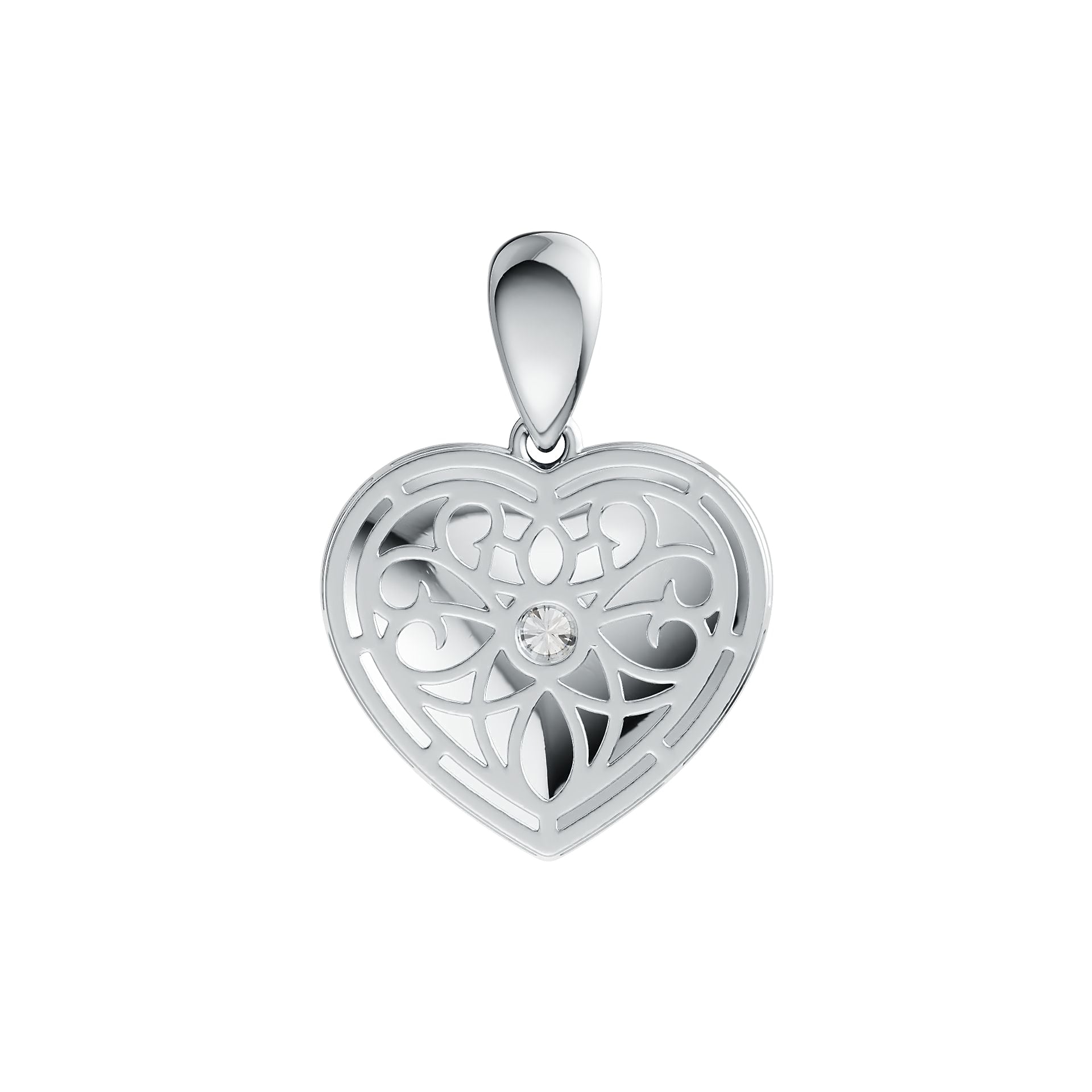 Sterling Silver Semi Mount Pendant Setting Round RD 3.5mm Filigree Heart Theme - Syzjewelry