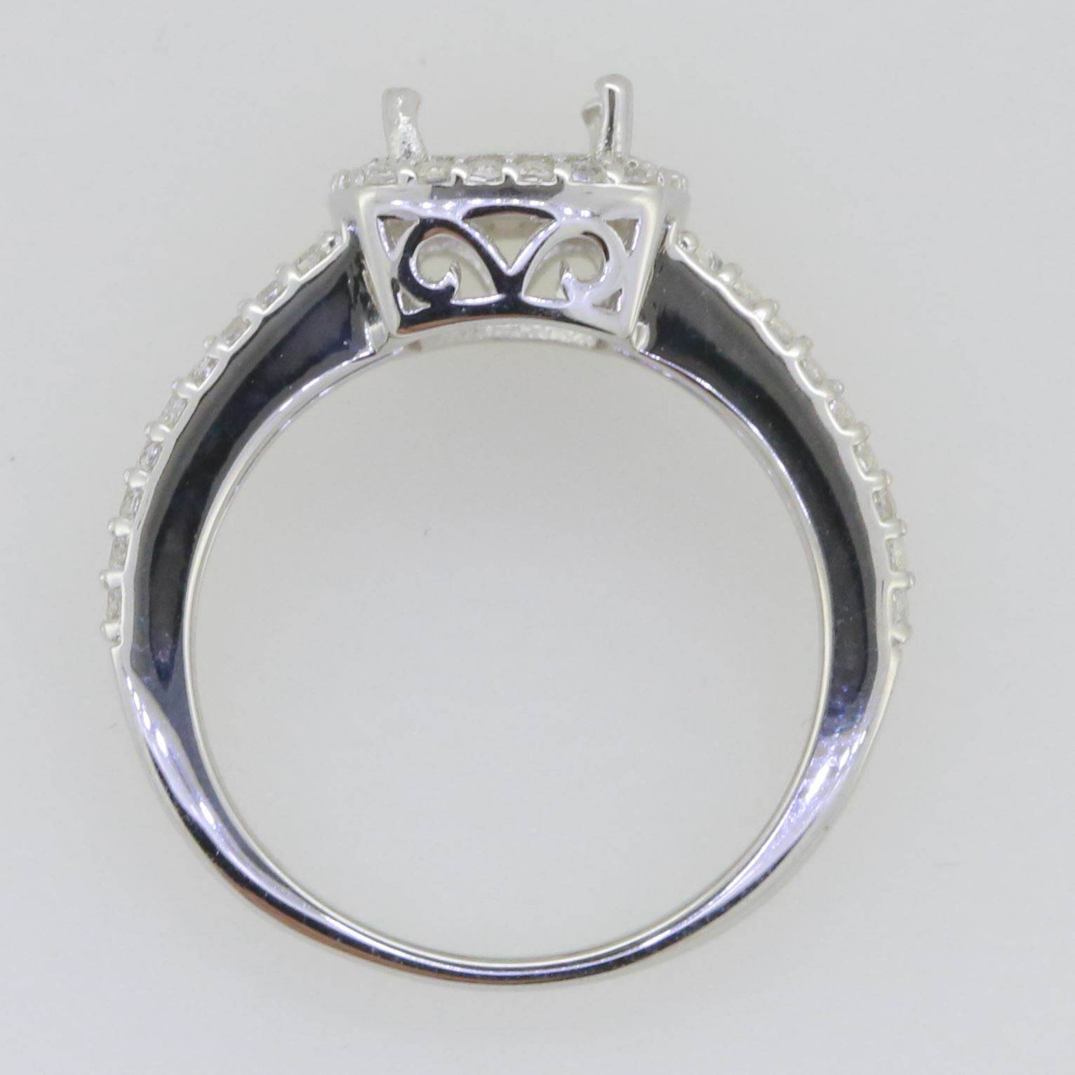 10K Gold Semi Mount Ring Setting Oval OV 9X7mm Halo Moissanite Accent Syzjewelry