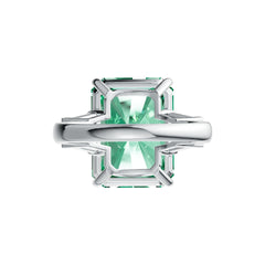 Sterling Silver Semi Mount Ring Setting Emerald OCT 16X12mm BG 6X5mm 3-Stone Ring DHJ
