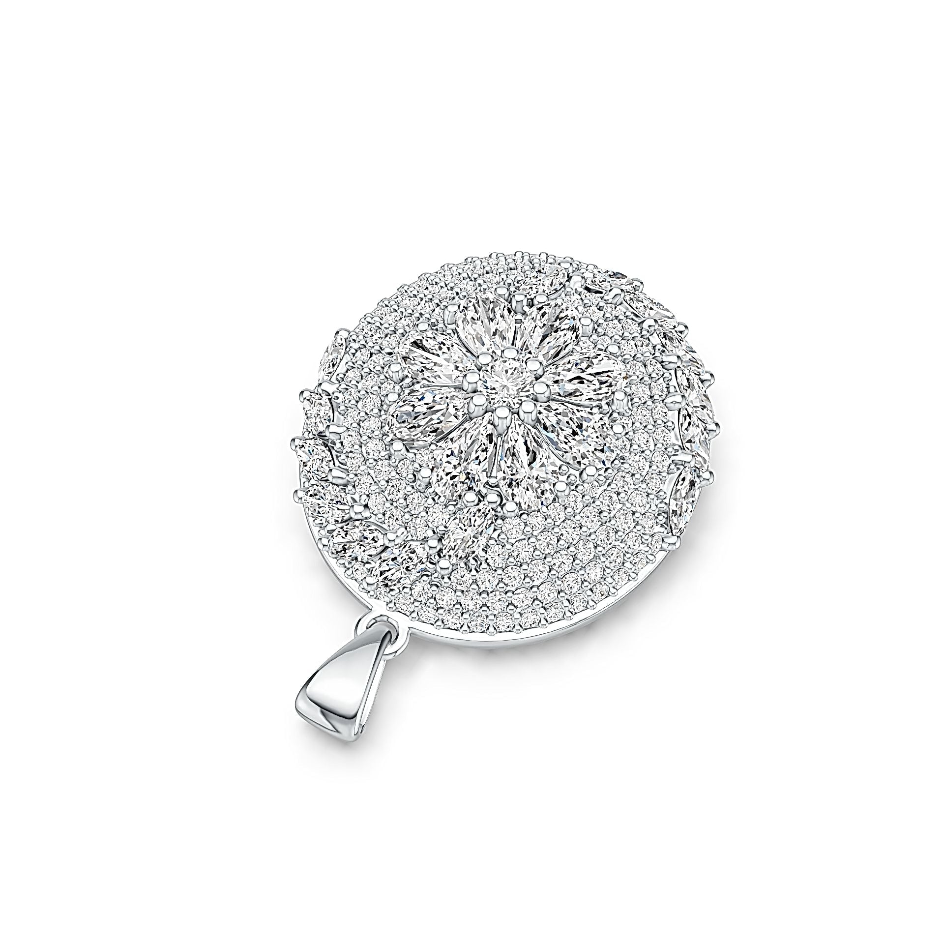 Platinum Semi Mount Pendant Setting Pear PE 5X3mm Diamond Accent DHJ