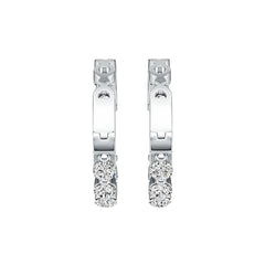 Sterling Silver Hoop Earrings with White Topaz or Moissanite Syzjewelry
