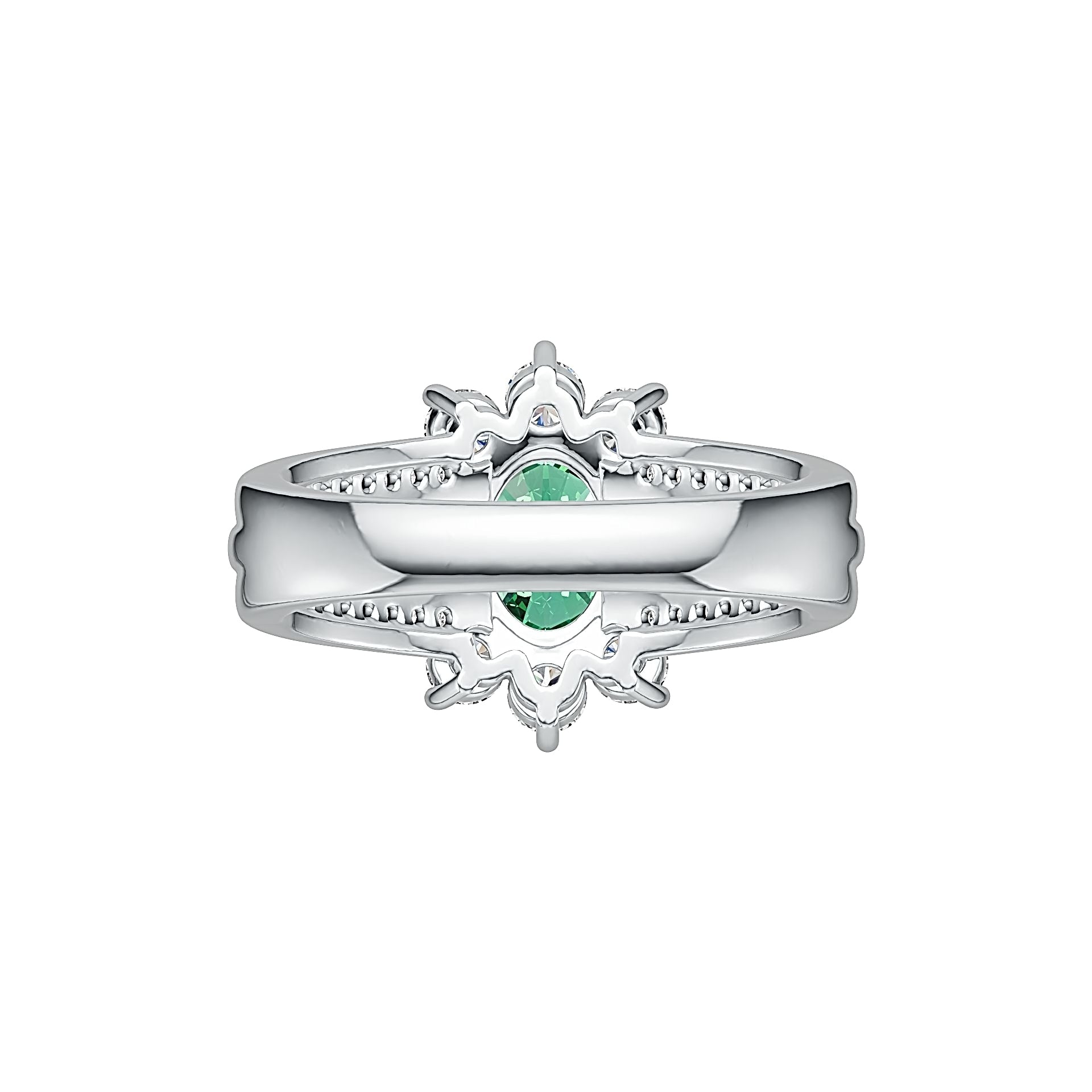 Platinum Semi Mount Ring Setting Oval OV 8X6mm Diamond Accent DHJ
