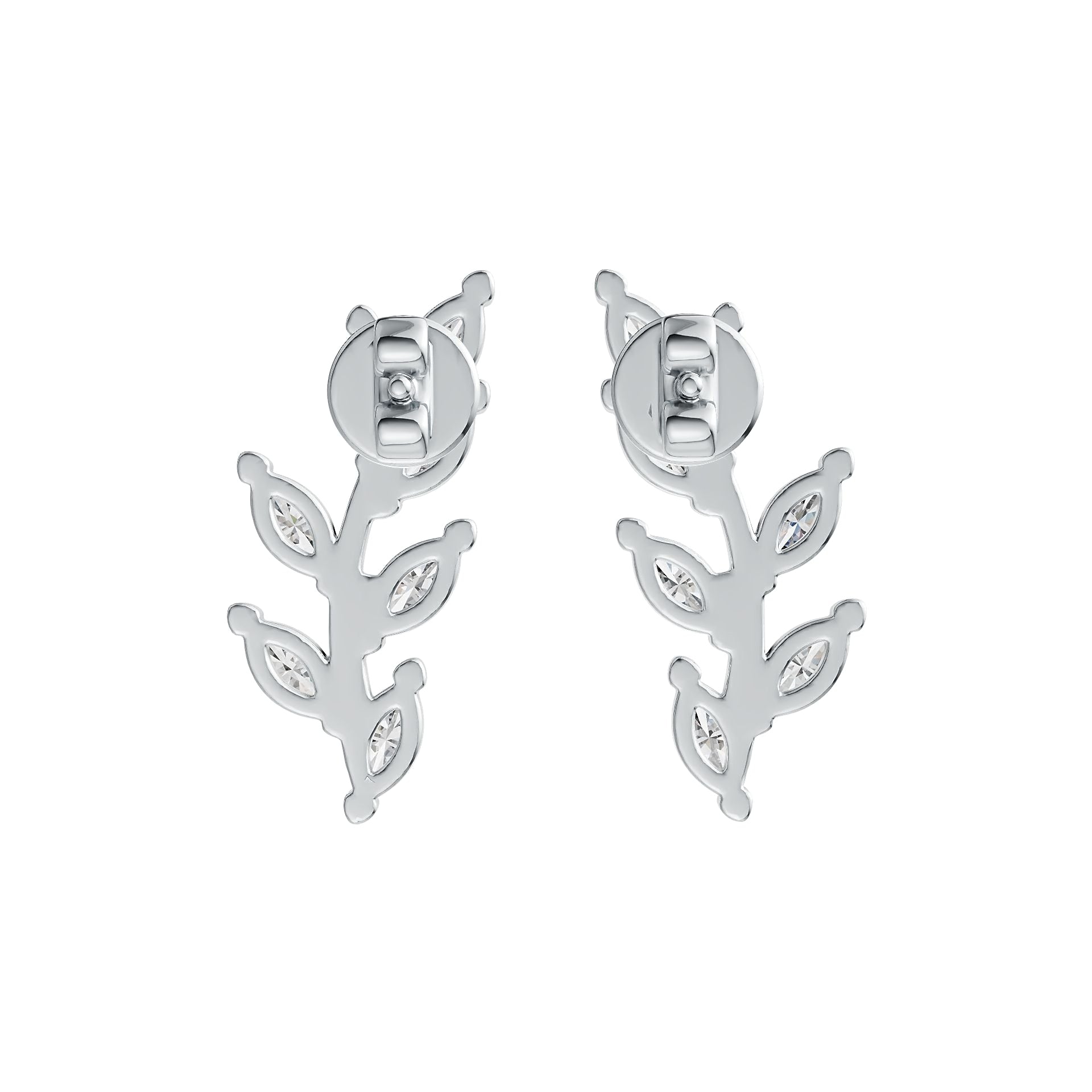 14K Gold Semi Mount Earrings Setting Marquise MQ 4X2mm Vine Leaf Theme DHJ