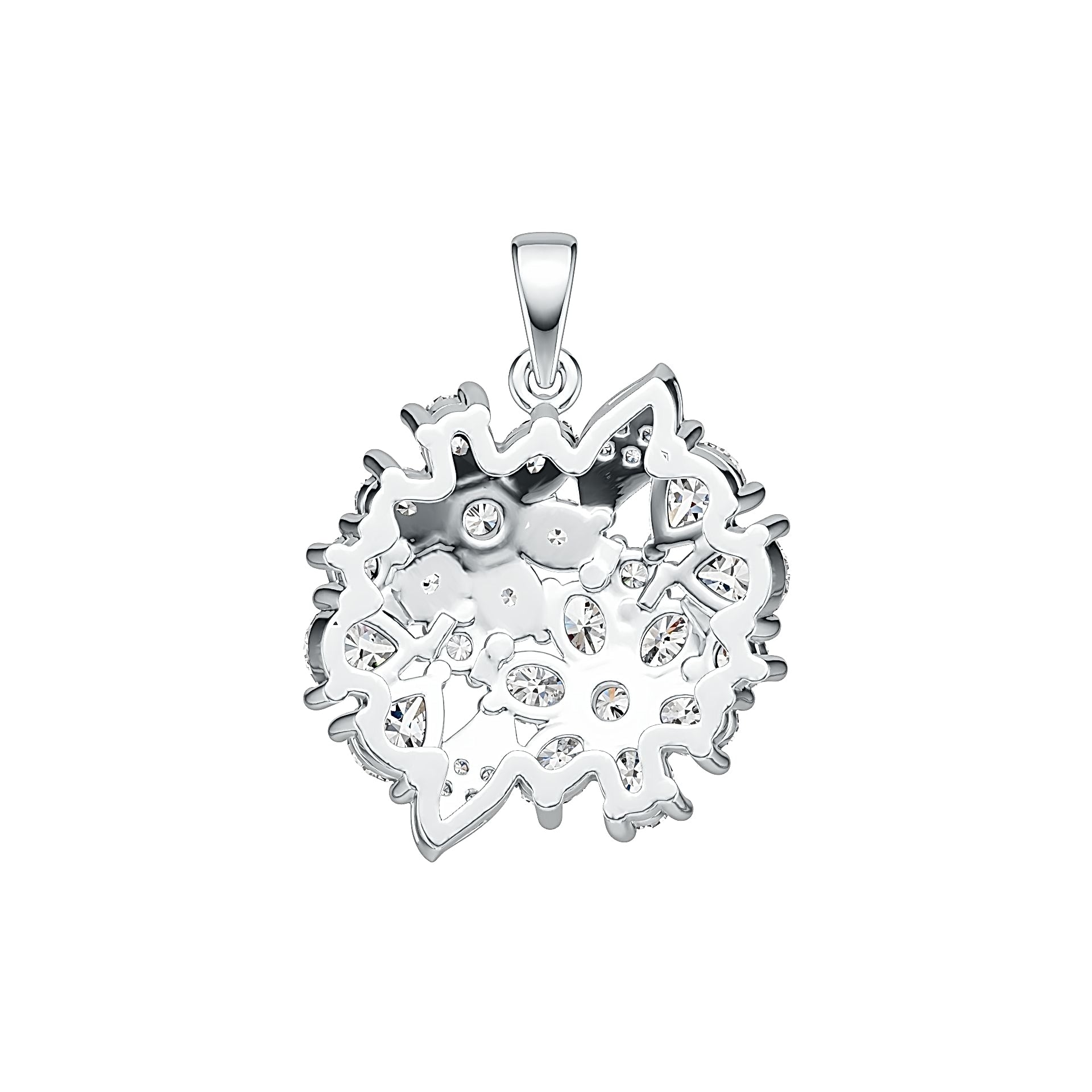 Sterling Silver Pendant Floral Theme with White Topaz or Moissanite DHJ