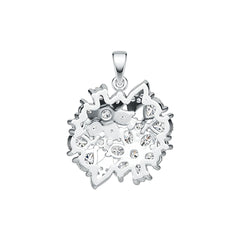 Sterling Silver Pendant Floral Theme with White Topaz or Moissanite DHJ