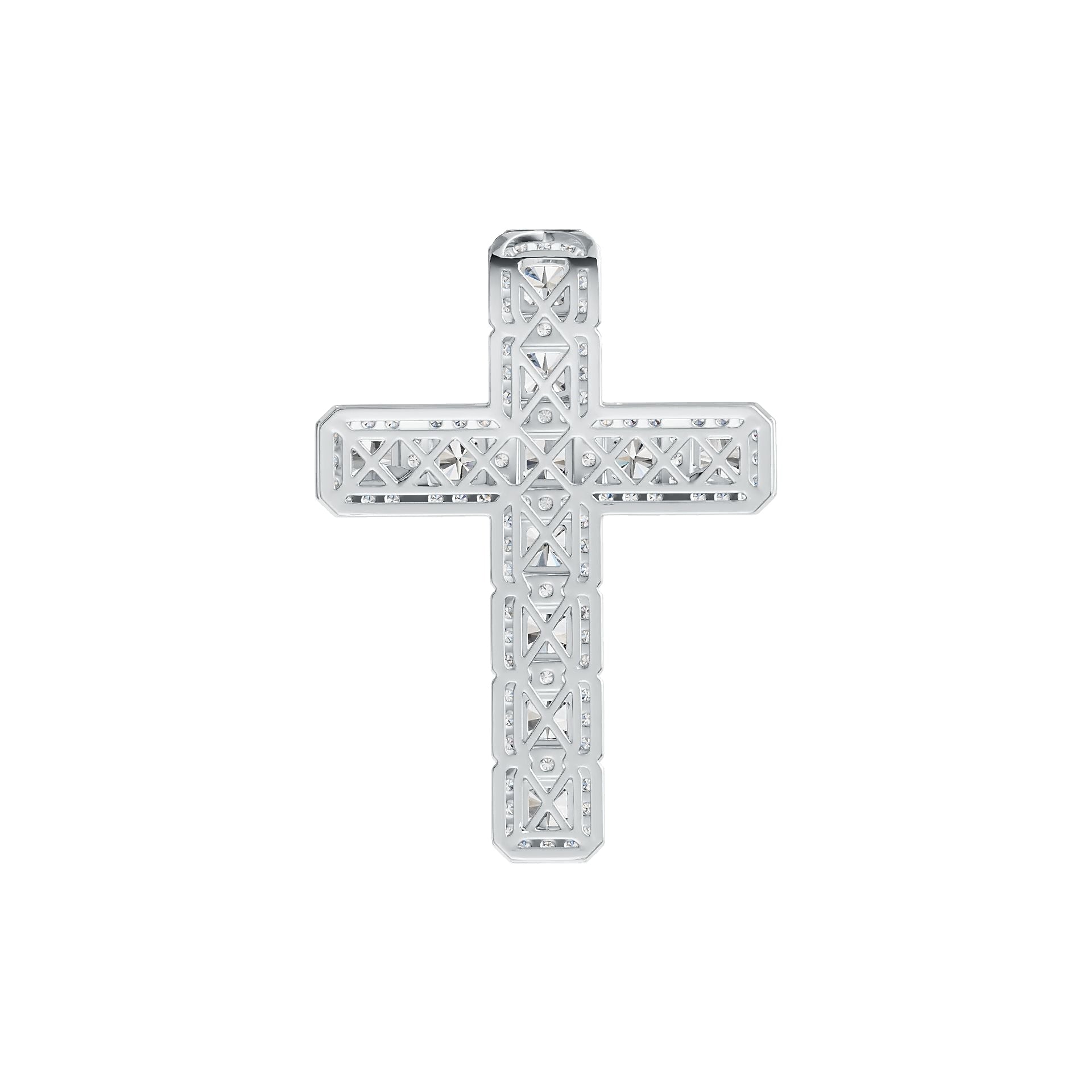 14K Gold Semi Mount Pendant Setting Emerald OCT 4X4mm Cross Theme Diamond Accent DHJ