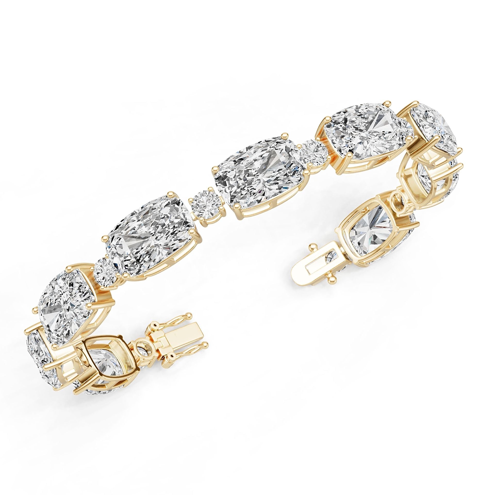 10K Gold Semi Mount Bracelet Setting Round Ro 16x10mm Moissanite Accent Syz Jewelry