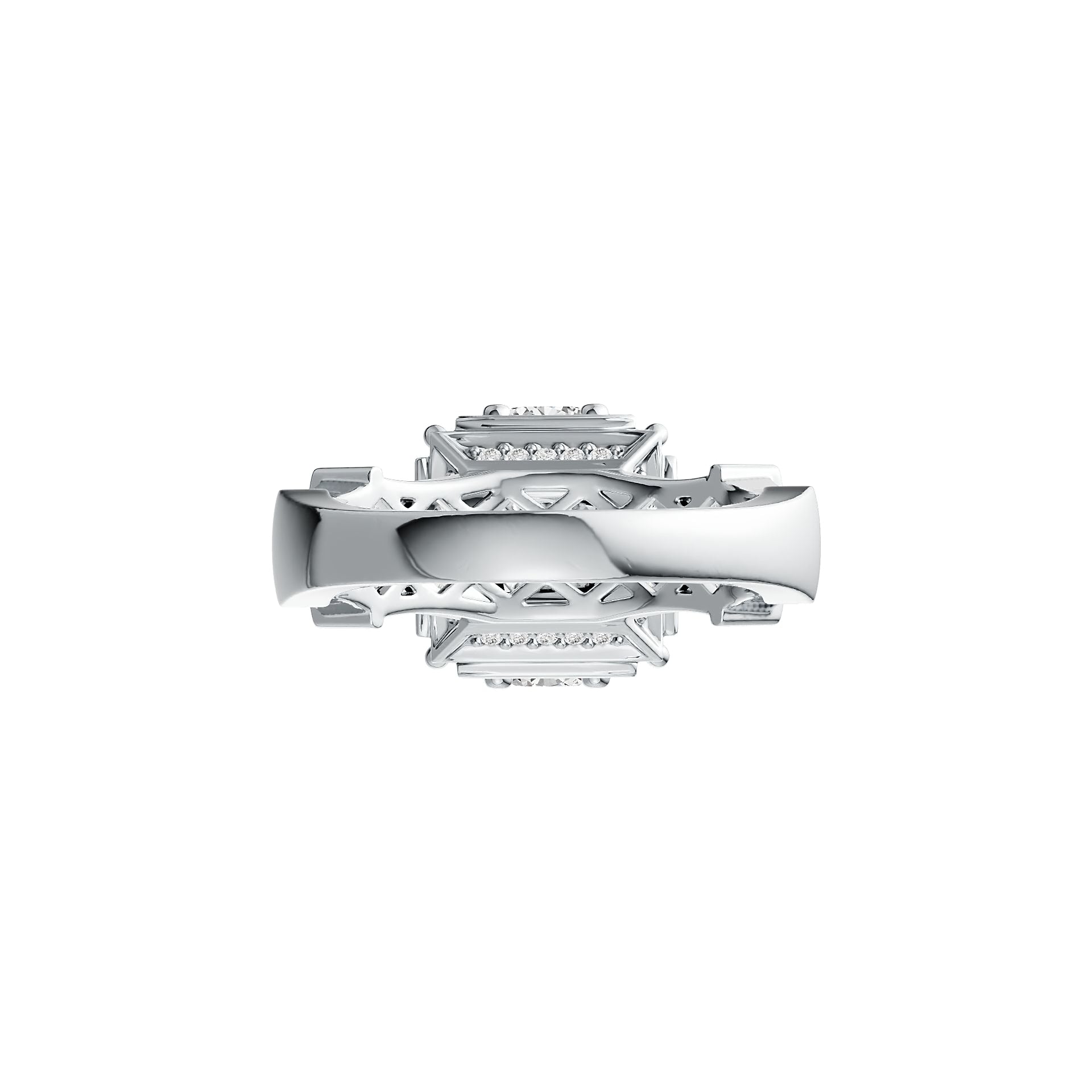 Platinum Semi Mount Ring Setting Round RD 5x5mm SQ 4x4mm Diamond Accent DHJ