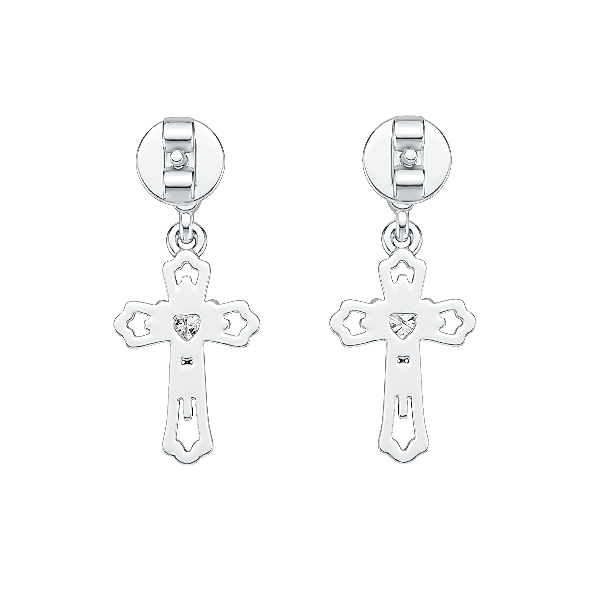 Sterling Silver Semi Mount Earrings Setting Heart HT 3x3mm Cross Theme Syzjewelry