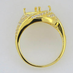 Platinum Semi Mount Ring Setting Princess SQ 8X8mm White Topaz Diamond Accent DHJ