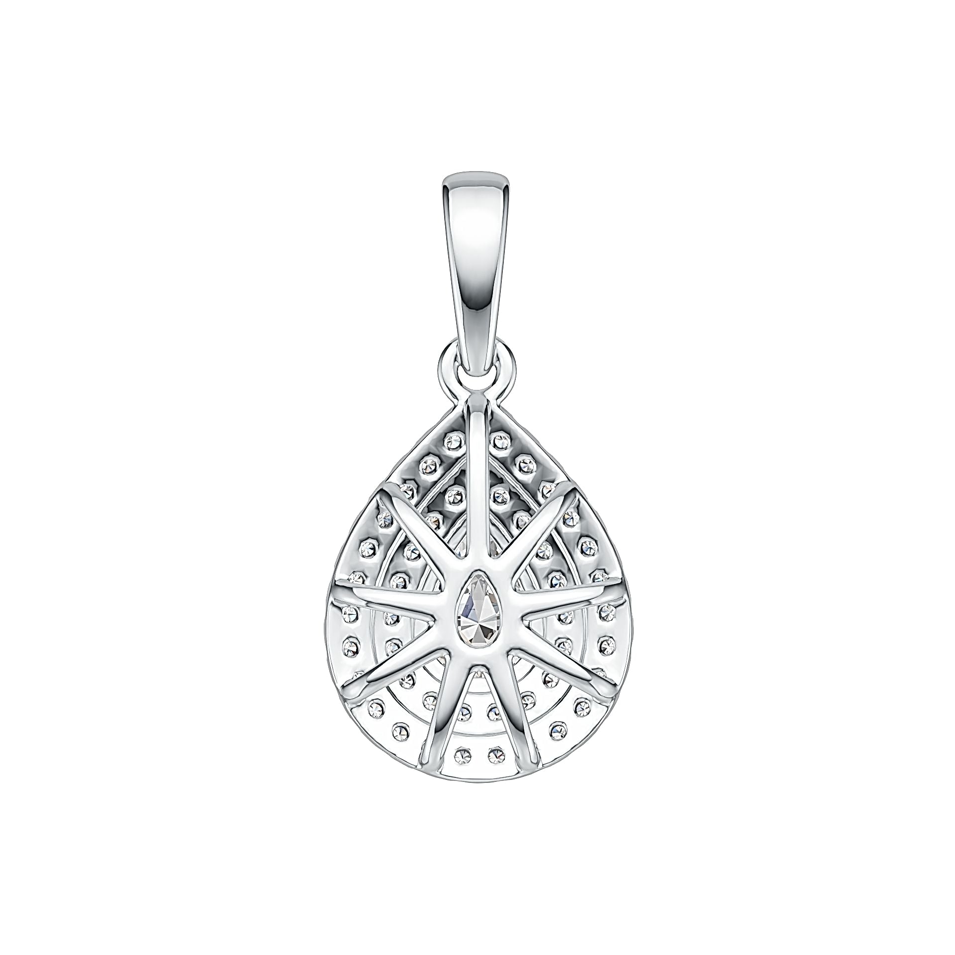 Sterling Silver Semi Mount Pendant Setting PE 7x5mm Halo with White Topaz Syzjewelry