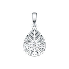 Sterling Silver Semi Mount Pendant Setting PE 7x5mm Halo with White Topaz Syzjewelry