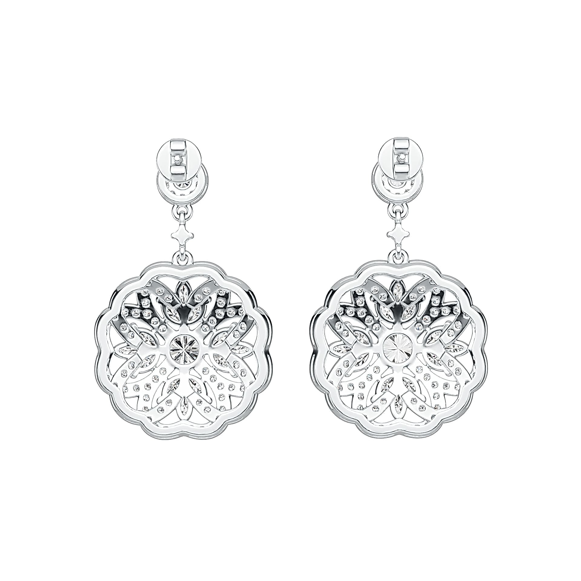 14K Gold Semi Mount Earrings Setting Round RD 5x5mm Diamond Accent DHJ