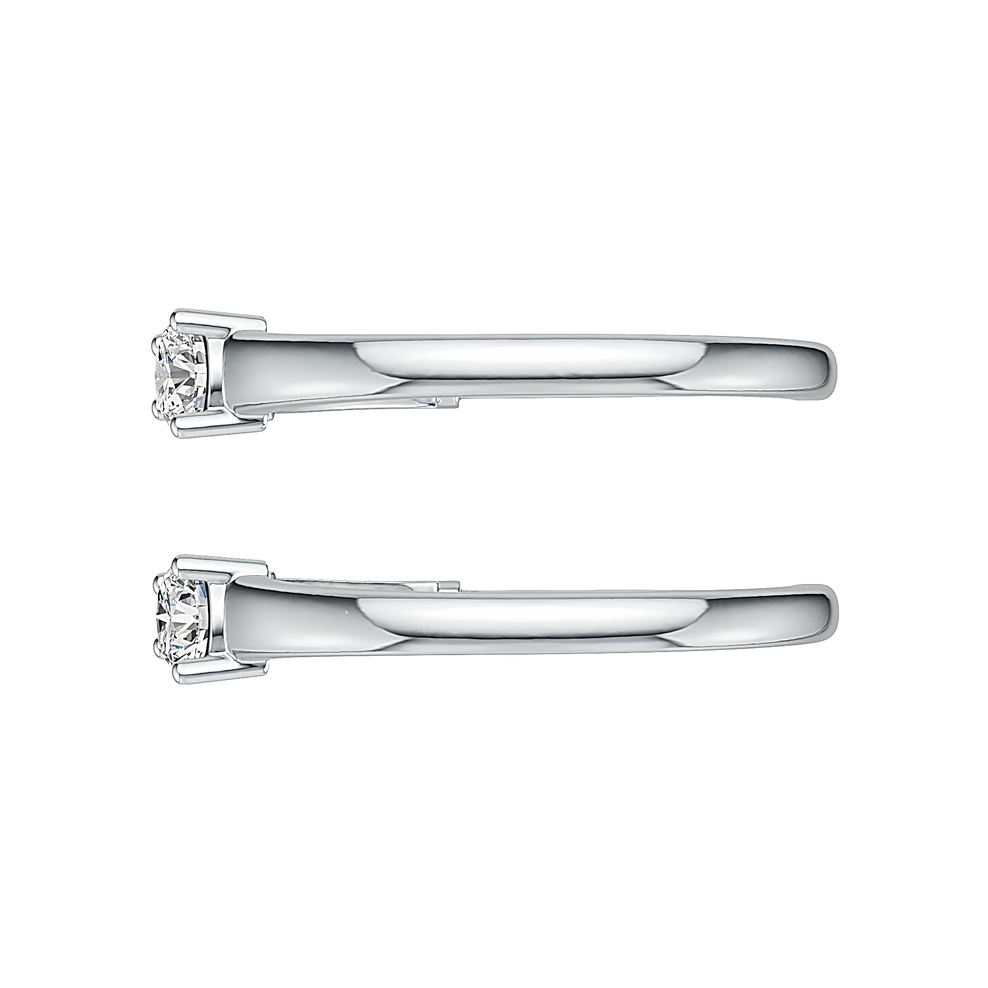 Sterling Silver Hoop Earrings with White Topaz or Moissanite DHJ