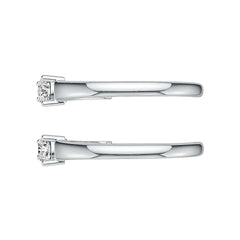 Sterling Silver Hoop Earrings with White Topaz or Moissanite DHJ