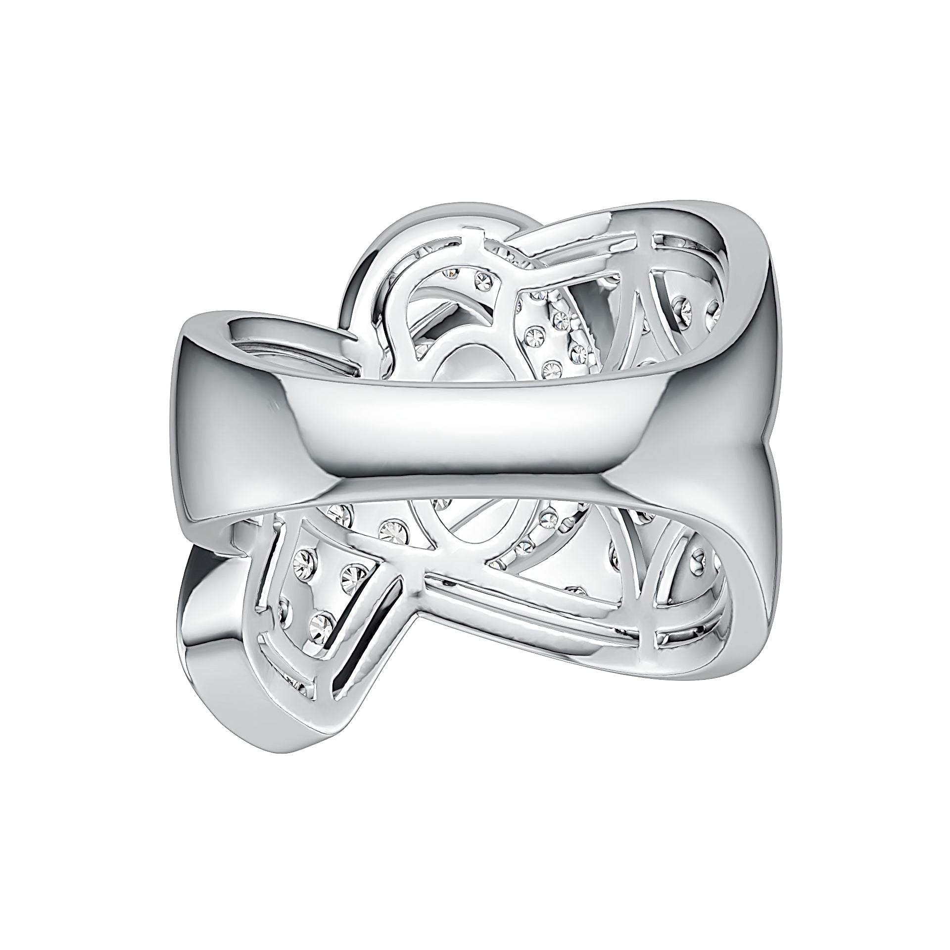 Sterling Silver Ring Belt Buckle Theme with White Topaz or Moissanite - Syzjewelry