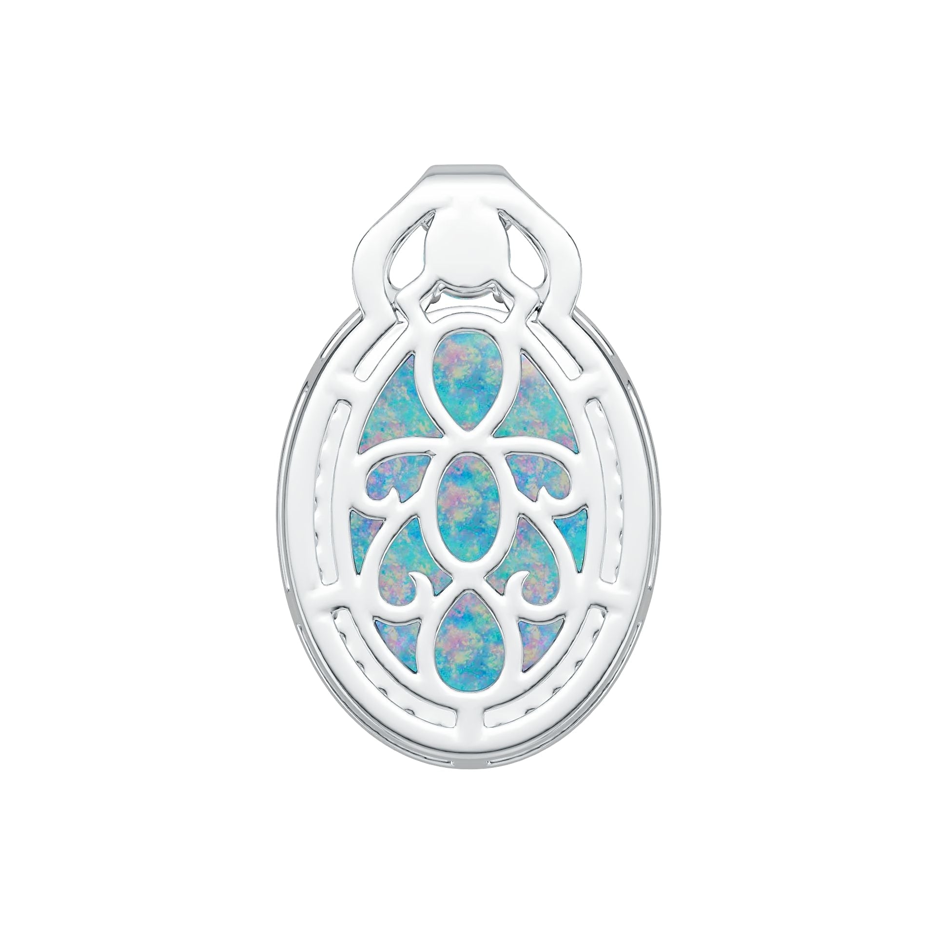 14K Gold Semi Mount Pendant Setting Oval OV 14X10mm RD 3X3mm Cabochon Diamond Accent DHJ