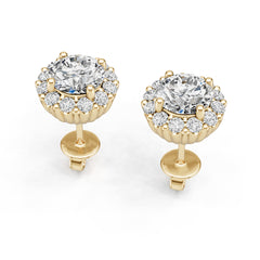 10K Gold Semi Mount Earrings Setting Round Ro 6x6mm Moissanite Accent Syz Jewelry
