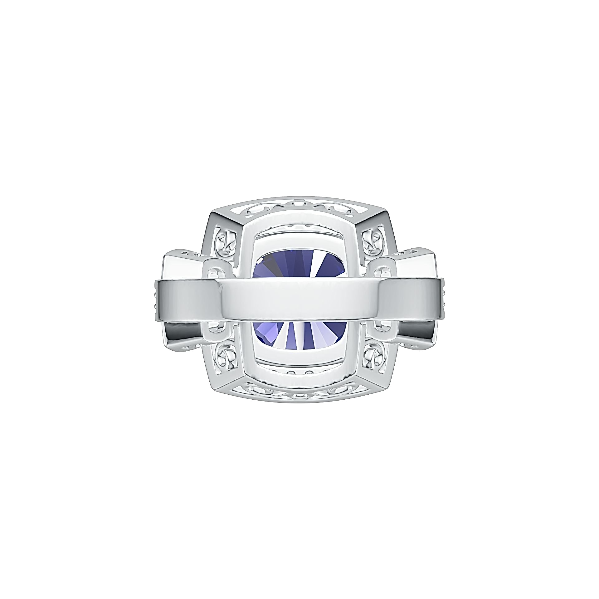 Sterling Silver Semi Mount Ring Setting Cushion CU 12X12mm with White Topaz - Syzjewelry
