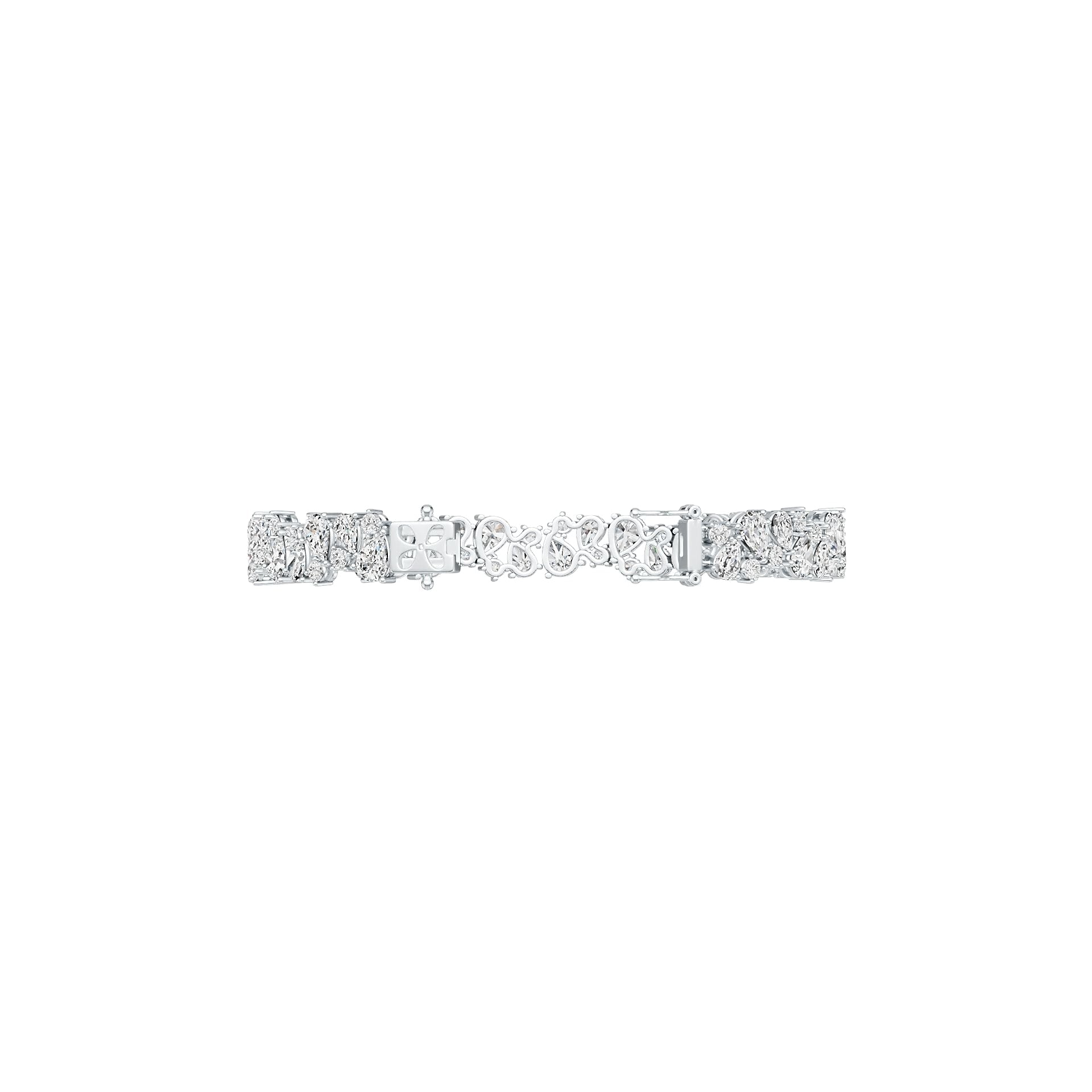 Sterling Silver Semi Mount Bracelet Setting PE 7X5mm PE 6X4mm RD 3.0mm DHJ