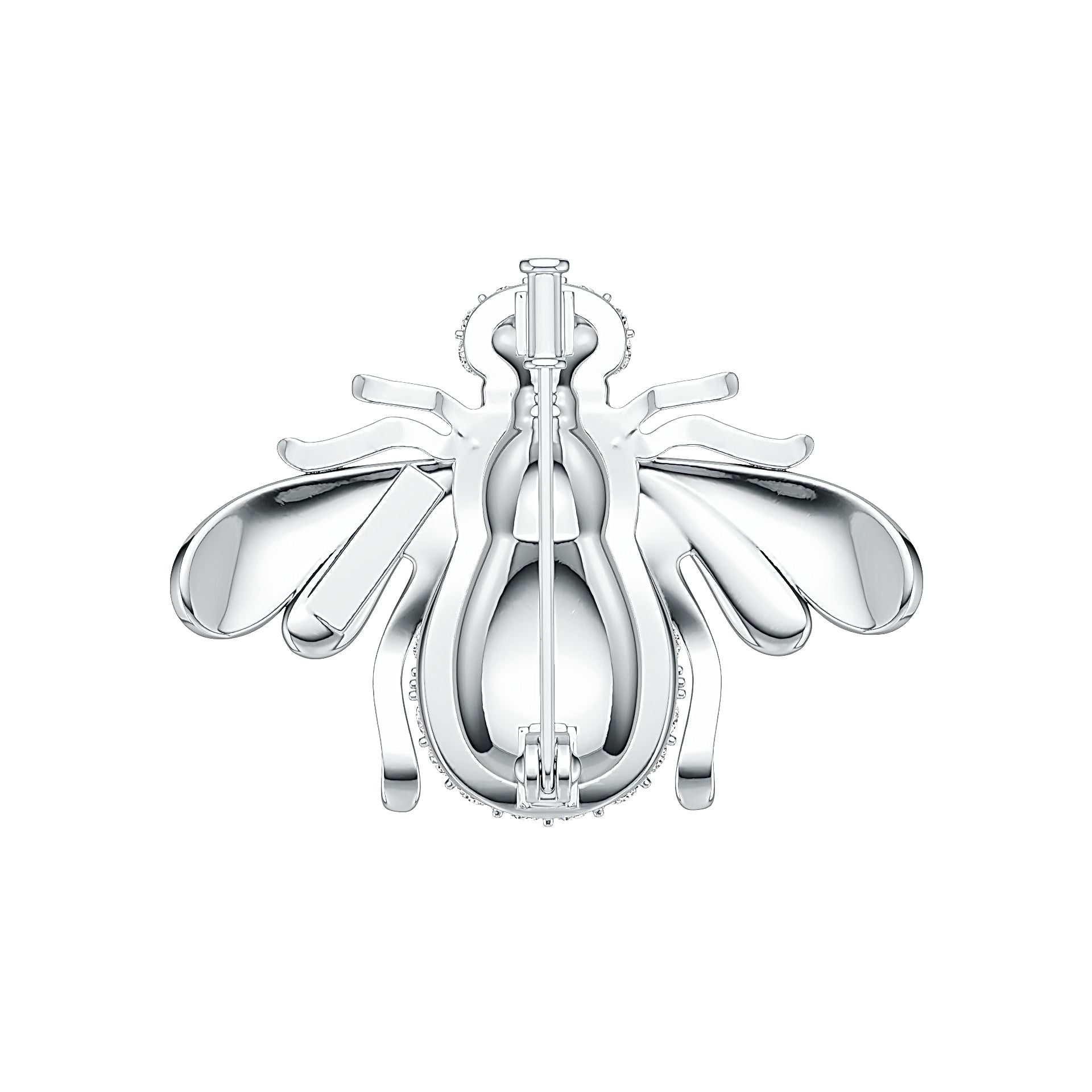 Silver insect-shaped pendant on a white background
