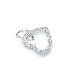 14K Gold Pendant Double Heart Theme with White Topaz or Moissanite Diamond Accent DHJ