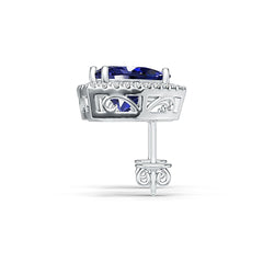 18K Gold Semi Mount Earrings Setting Trillion TR 11X11mm with White Topaz Diamond Accent DHJ