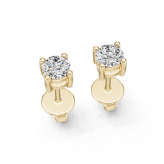 Platinum Semi Mount Earrings Setting Round Ro 4x4mm Syz Jewelry