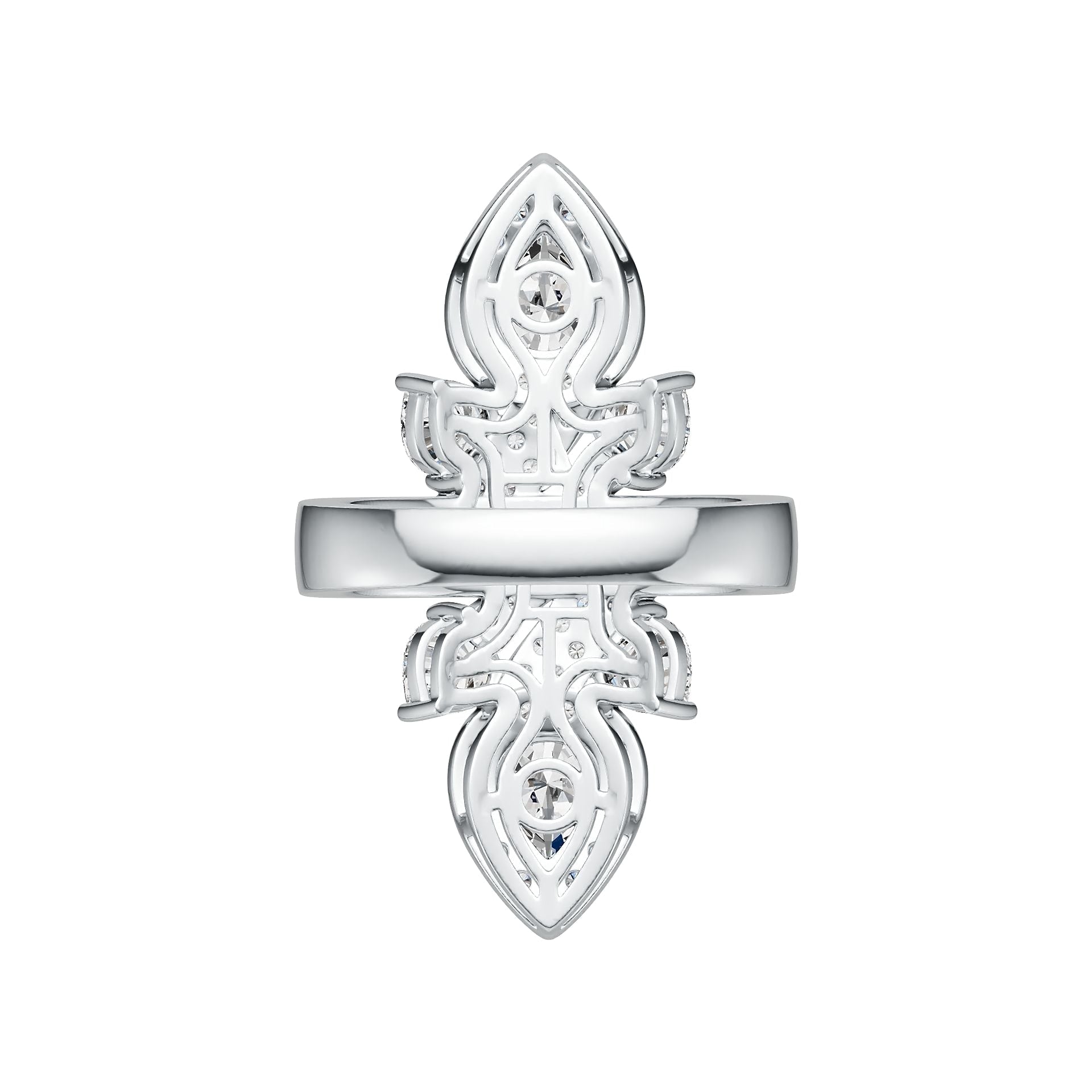 Platinum Semi Mount Ring Setting Pear PE 8X6mm HT 5X5mm Diamond Accent DHJ