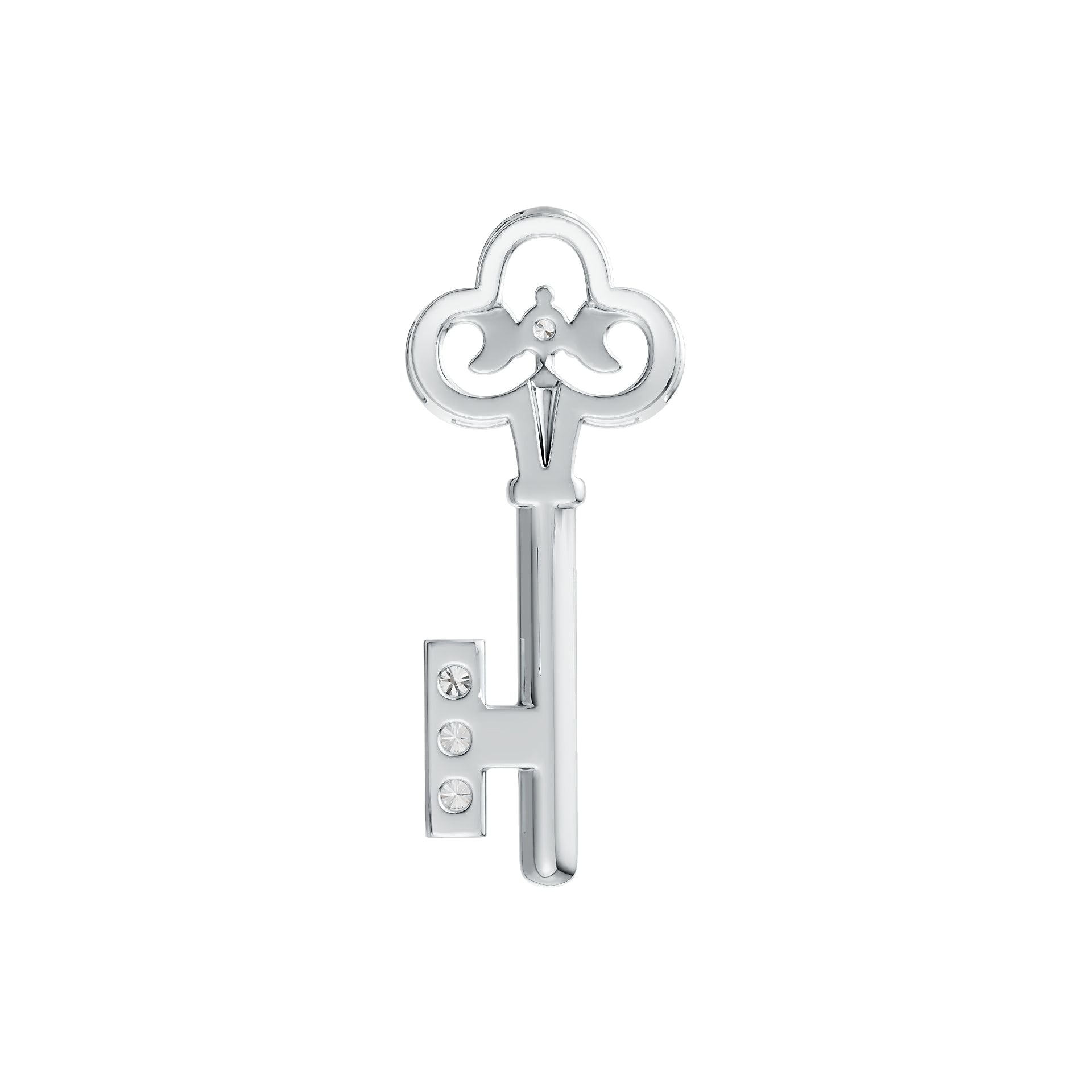 18K Gold Pendant with or Moissanite Key Theme Diamond Accent DHJ