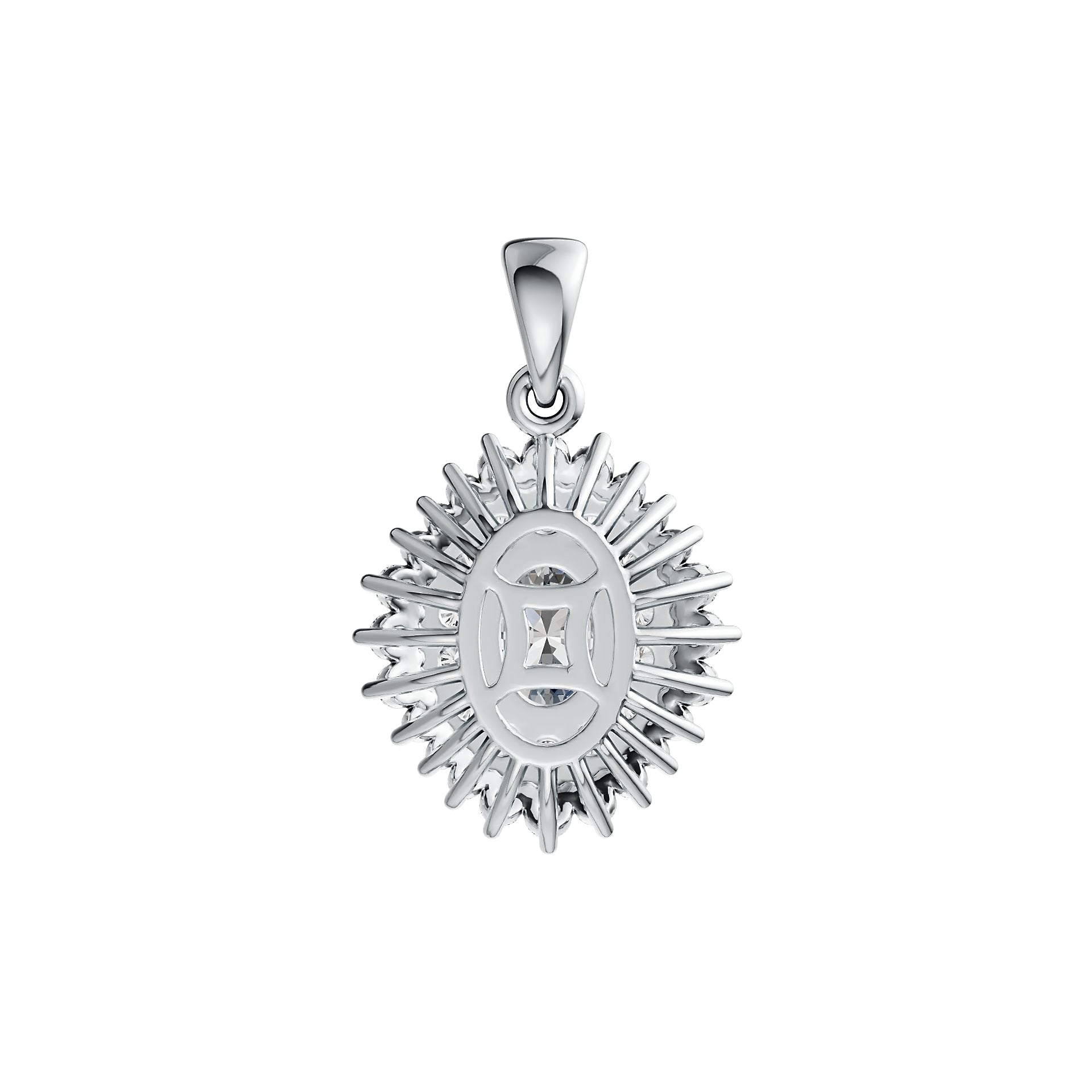 Platinum Semi Mount Pendant Setting Oval OV 8X6mm Halo Diamond Accent DHJ