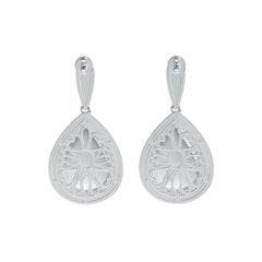 Platinum Semi Mount Earrings Setting Pear PE 16X12mm Cabochon Diamond Accent DHJ