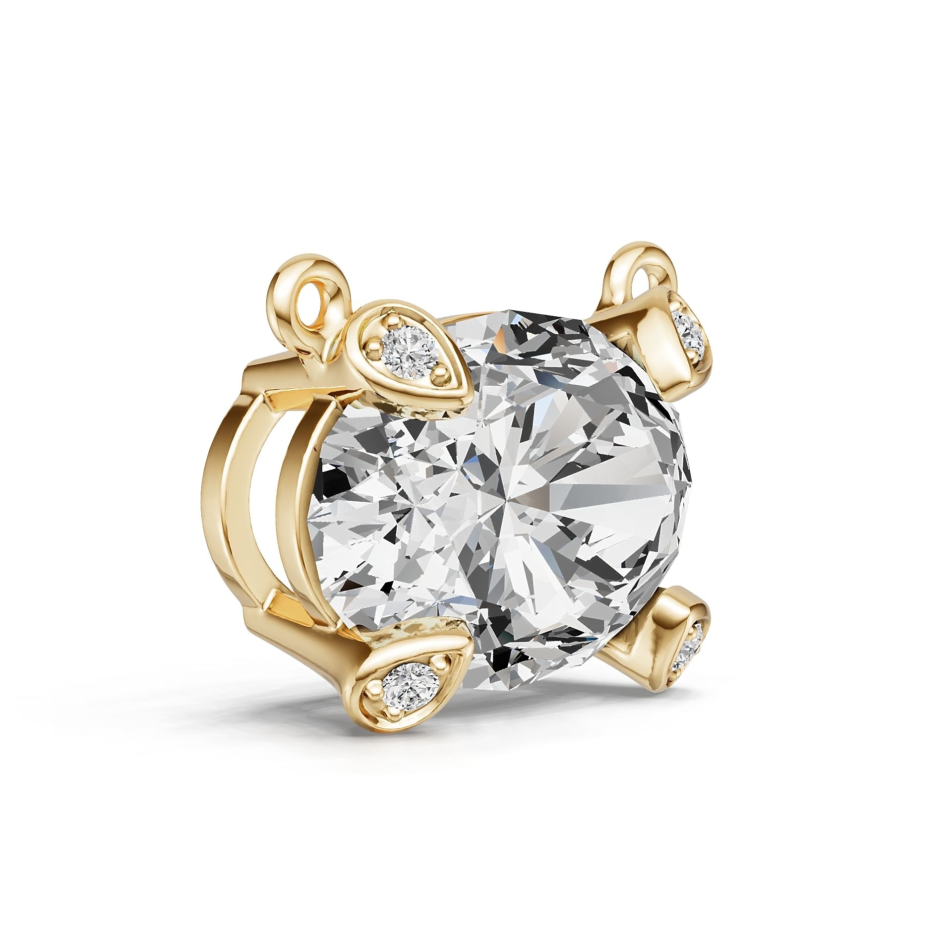10K Gold Semi Mount Pendant Setting Oval Ov 5x10mm Moissanite Accent Syz Jewelry