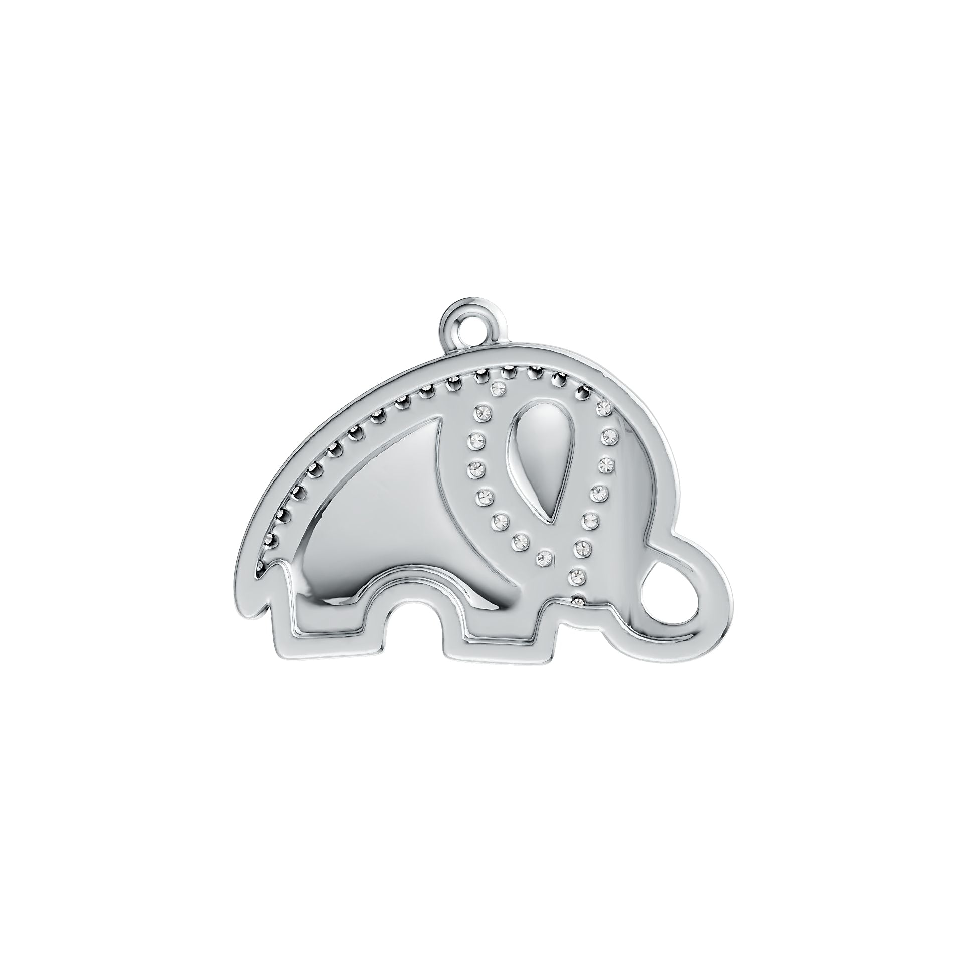 Sterling Silver Pendant with White Topaz or Moissanite Elephant Theme DHJ