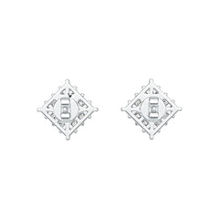 Sterling Silver Cluster Earrings Stud with White Topaz or Moissanite Syzjewelry