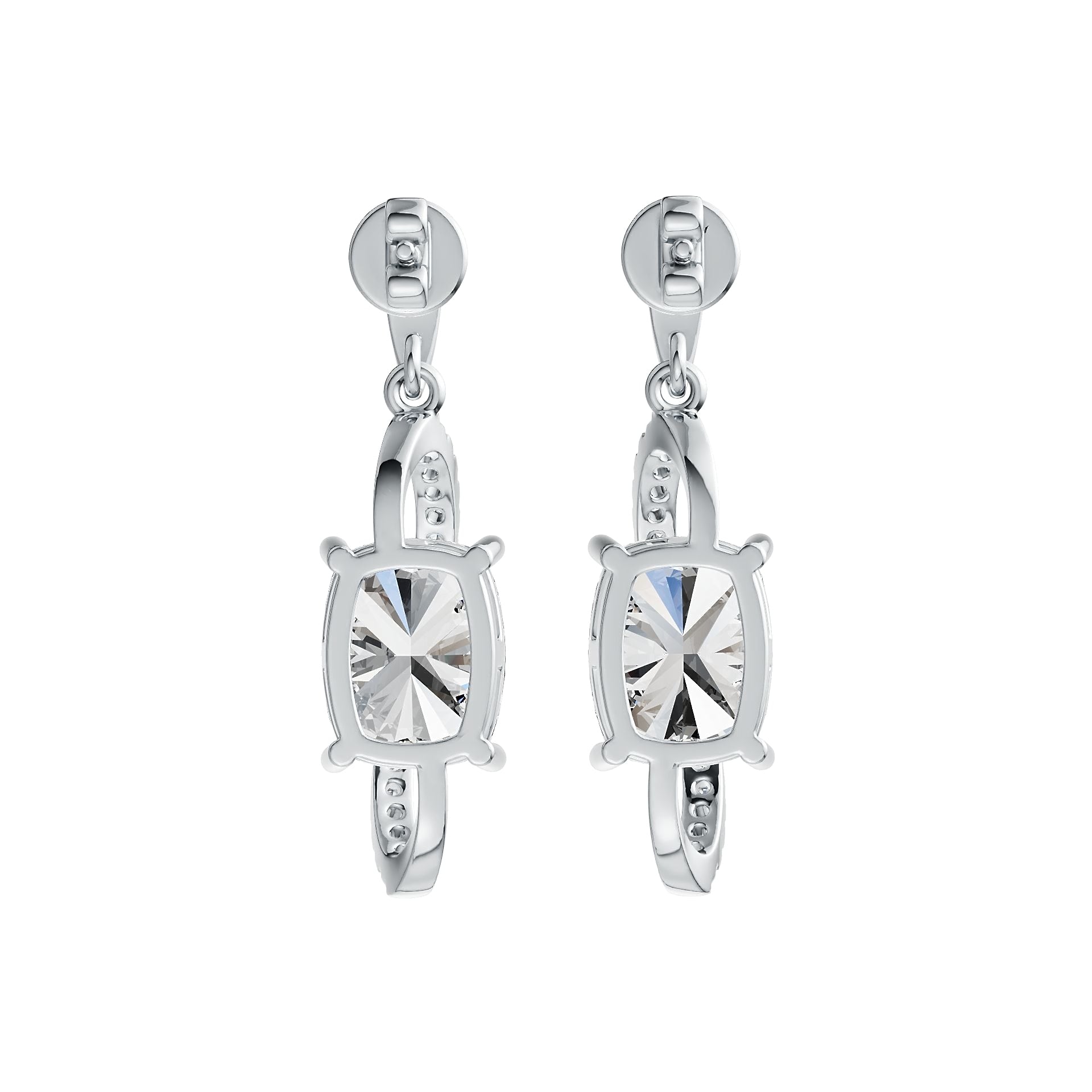 Sterling Silver Semi Mount Earrings Setting Cushion CU 10X8mm with White Topaz DHJ