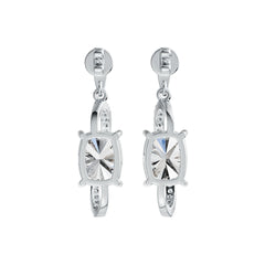 Sterling Silver Semi Mount Earrings Setting Cushion CU 10X8mm with White Topaz DHJ
