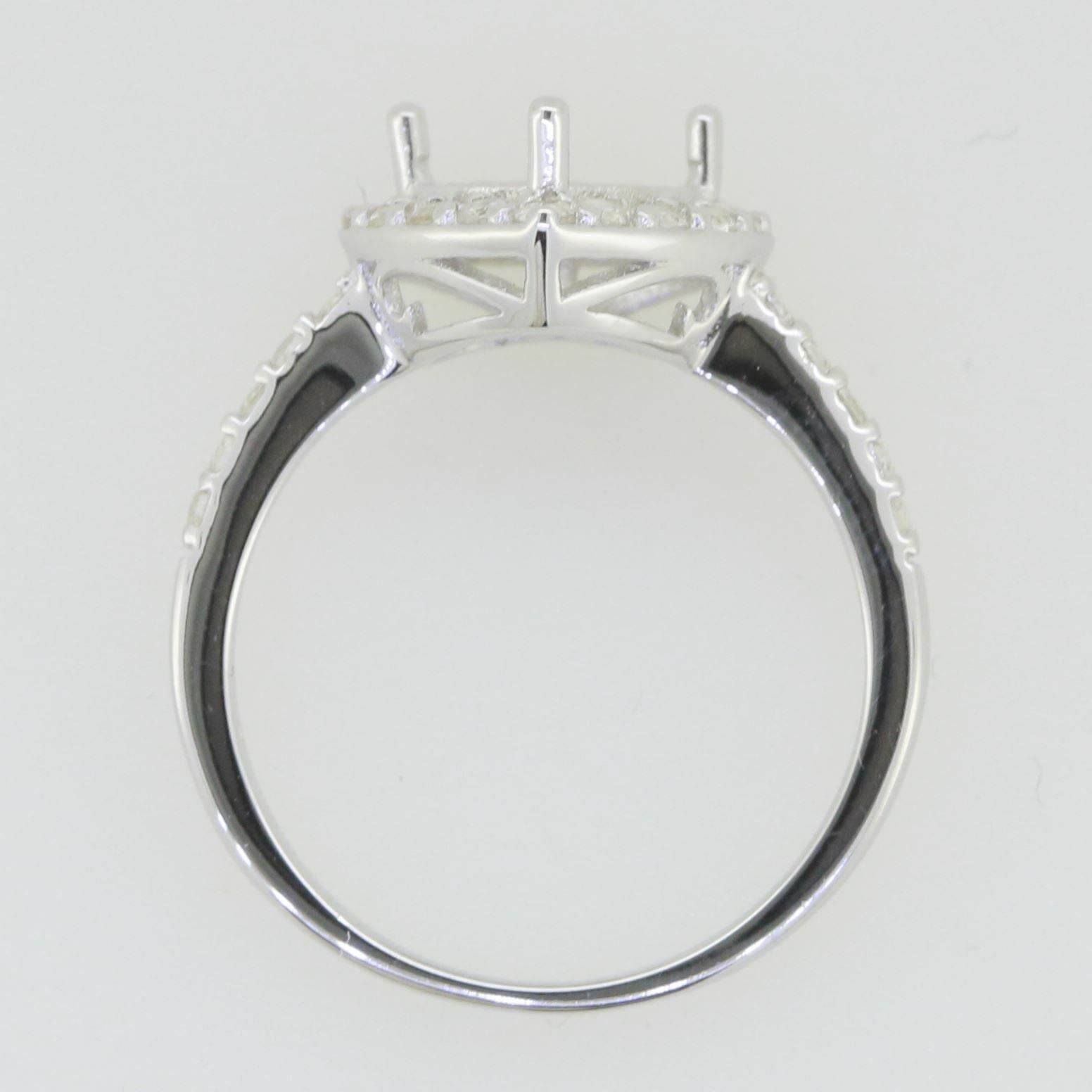 14K Gold Semi Mount Ring Setting Heart HT 8X8mm Halo Diamond Accent Syzjewelry