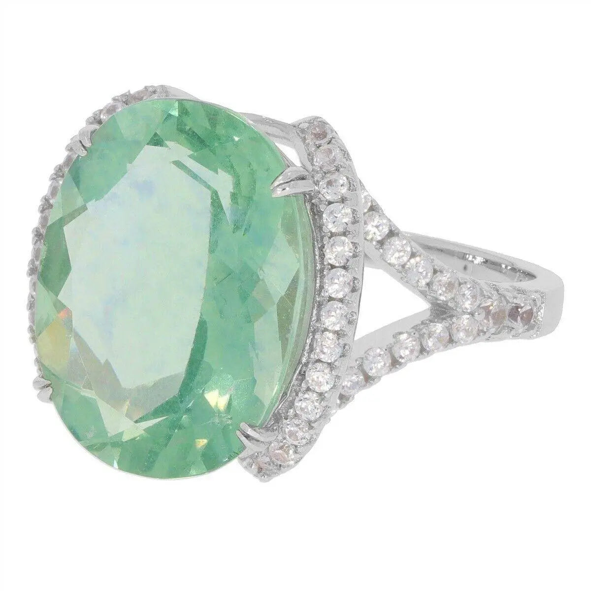 10K Gold Semi Mount Ring Setting Oval OV 16X12mm with White Topaz Moissanite Accent DHJ