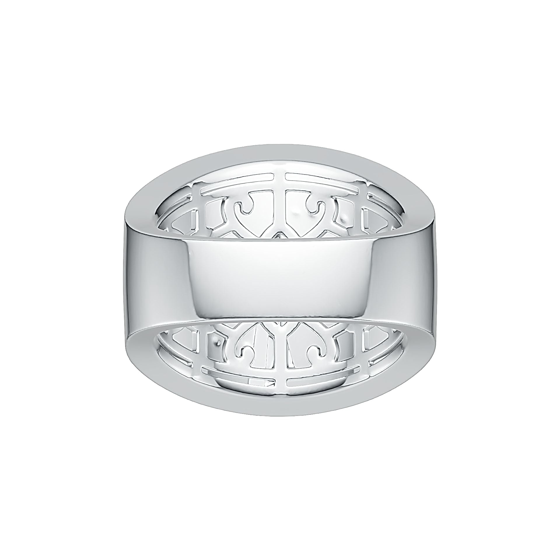 Sterling Silver Ring Wide Floral Filigree Theme DHJ