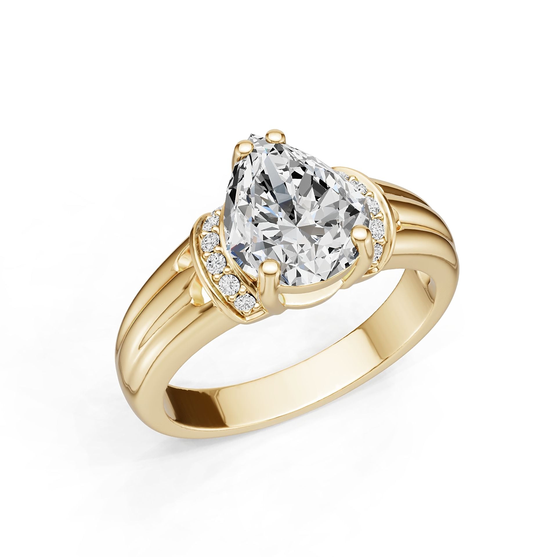 18K Gold Semi Mount Ring Setting Round Ro 10x8mm Diamond Accent Syz Jewelry